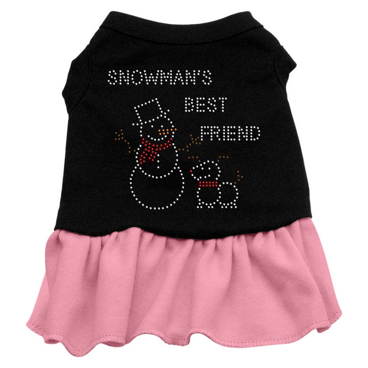 Snowman's Best Friend Rhinestone Dress Black with Pink XXL